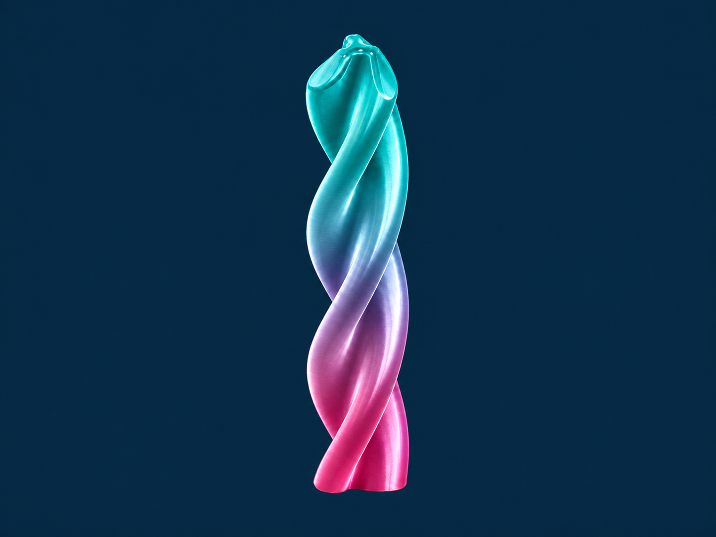 Spiral throw flasher in turquoise, lilac, and pink silk PLA.